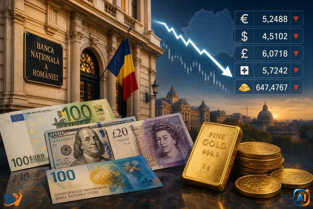 AI Pulse BNR: Euro scade, aurul pierde teren