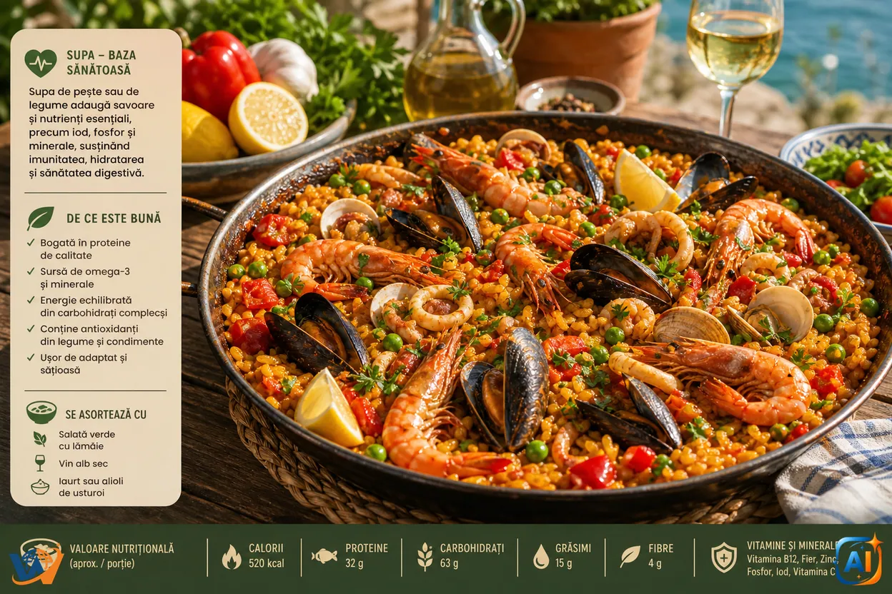 WoW Pulse Gastro: Paella mediteraneană cu fructe de mare