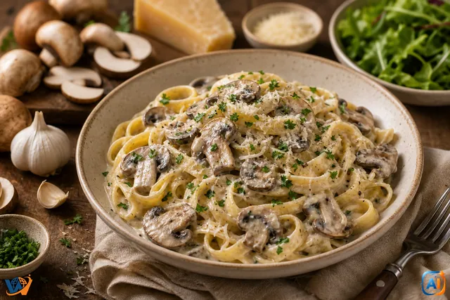 AI Pulse Gastro: Paste cremoase cu ciuperci și parmezan