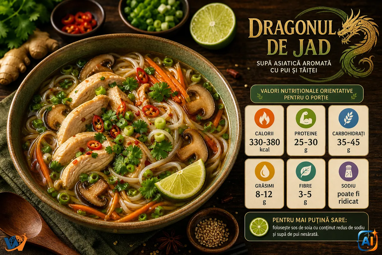 WoW Pulse Gastro: „Dragonul de Jad”, Supă asiatică aromată cu pui și tăiței