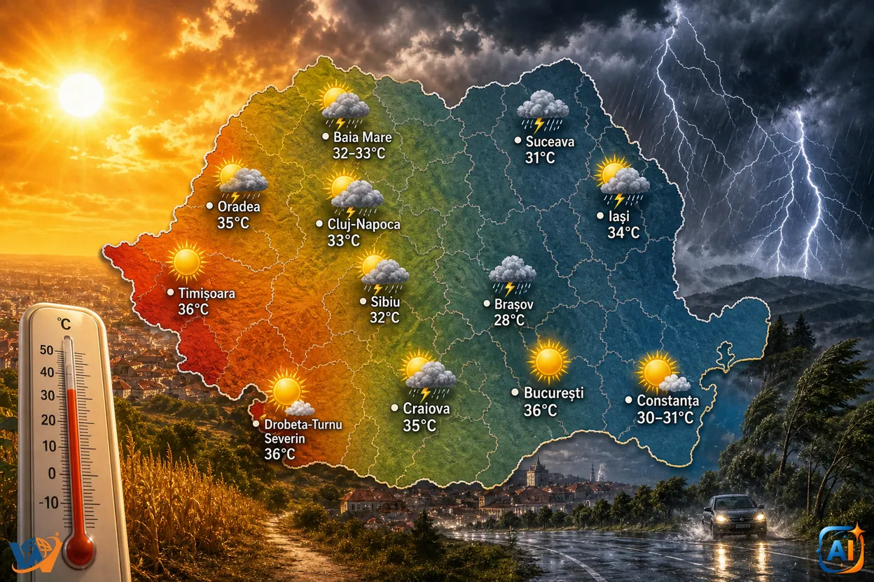 WoW Pulse Meteo: Caniculă și furtuni azi 7 august