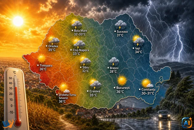 WoW Pulse Meteo: Caniculă și furtuni azi 7 august