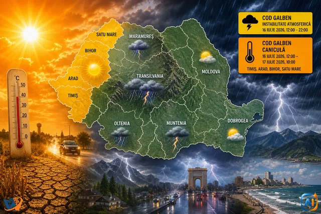 WoW Pulse Meteo: Caniculă și furtuni azi în România