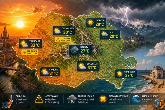 AI Pulse Meteo: Caniculă și furtuni locale astăzi