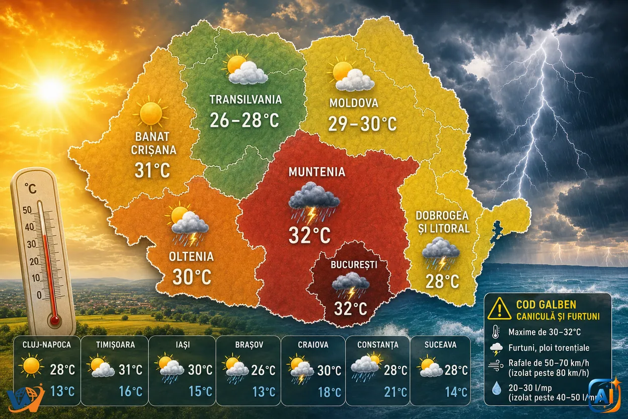 WoW Pulse Meteo: caniculă și furtuni marți