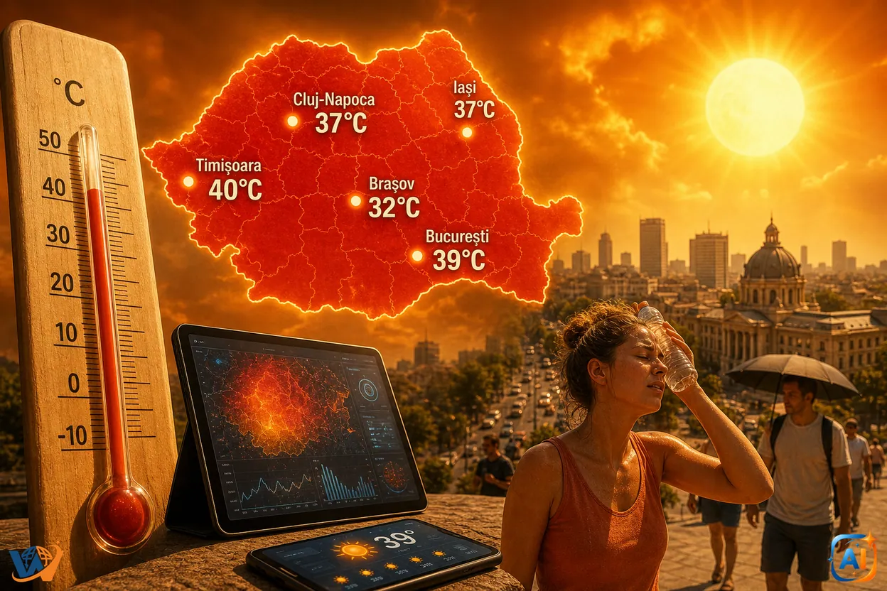AI Pulse Meteo: Cod roșu de caniculă mâine