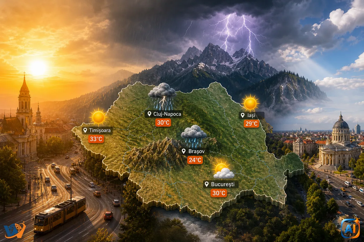 AI Pulse Meteo: Furtuni la munte, căldură în vest