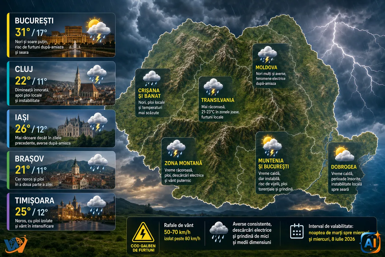 AI Pulse Meteo: Furtuni și răcire mâine