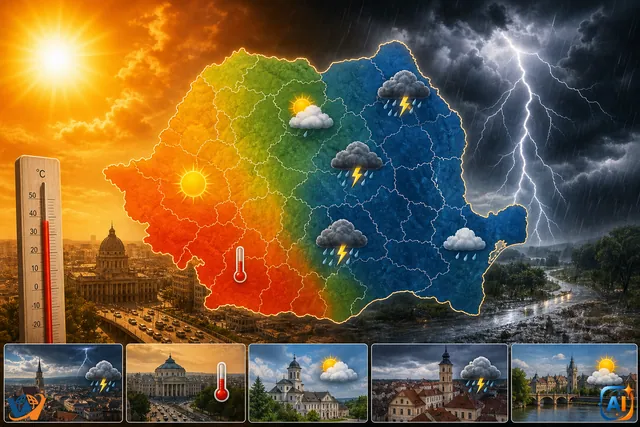 WoW Pulse Meteo: Furtuni violente și caniculă astăzi