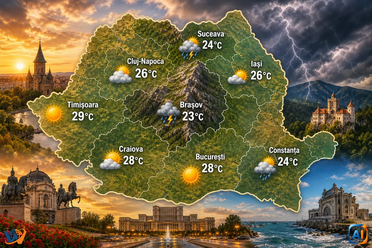 AI Pulse Meteo: Vremea de Joi 18 Iunie 2026 în România