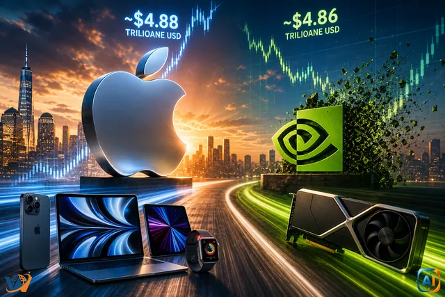 Apple depășește Nvidia în cursa bursieră AI