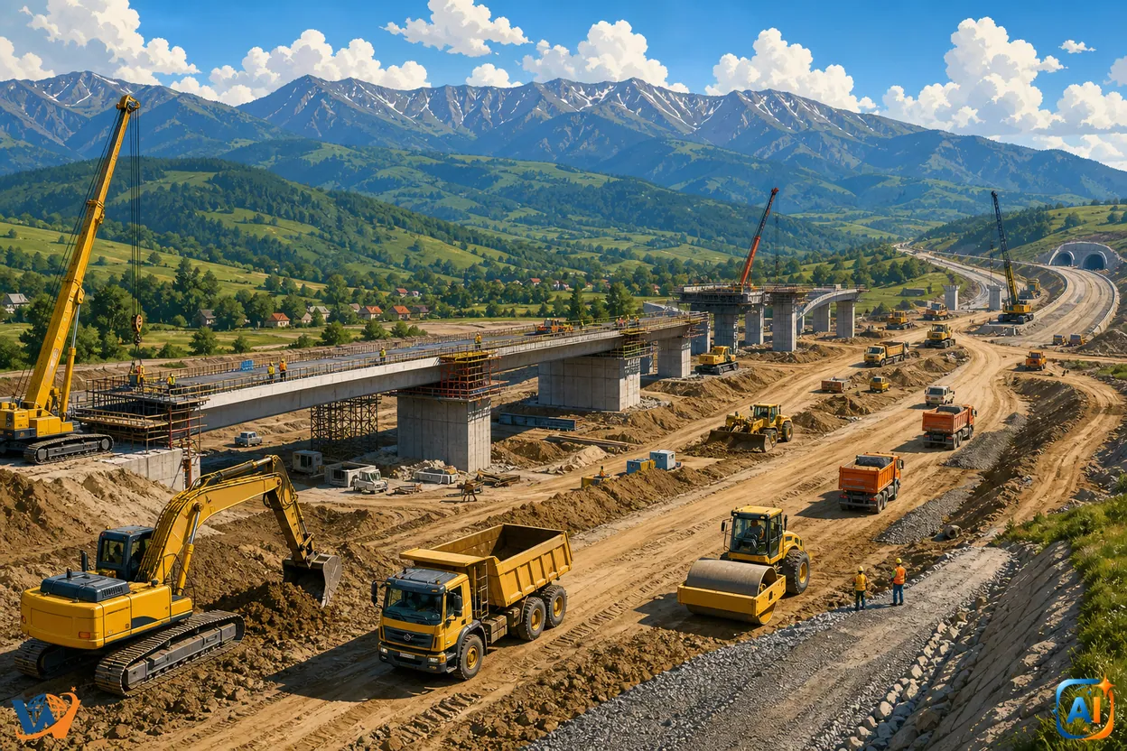 Autostrada Sibiu–Făgăraș prinde viteză, lucrările avansează pe toate cele patru loturi