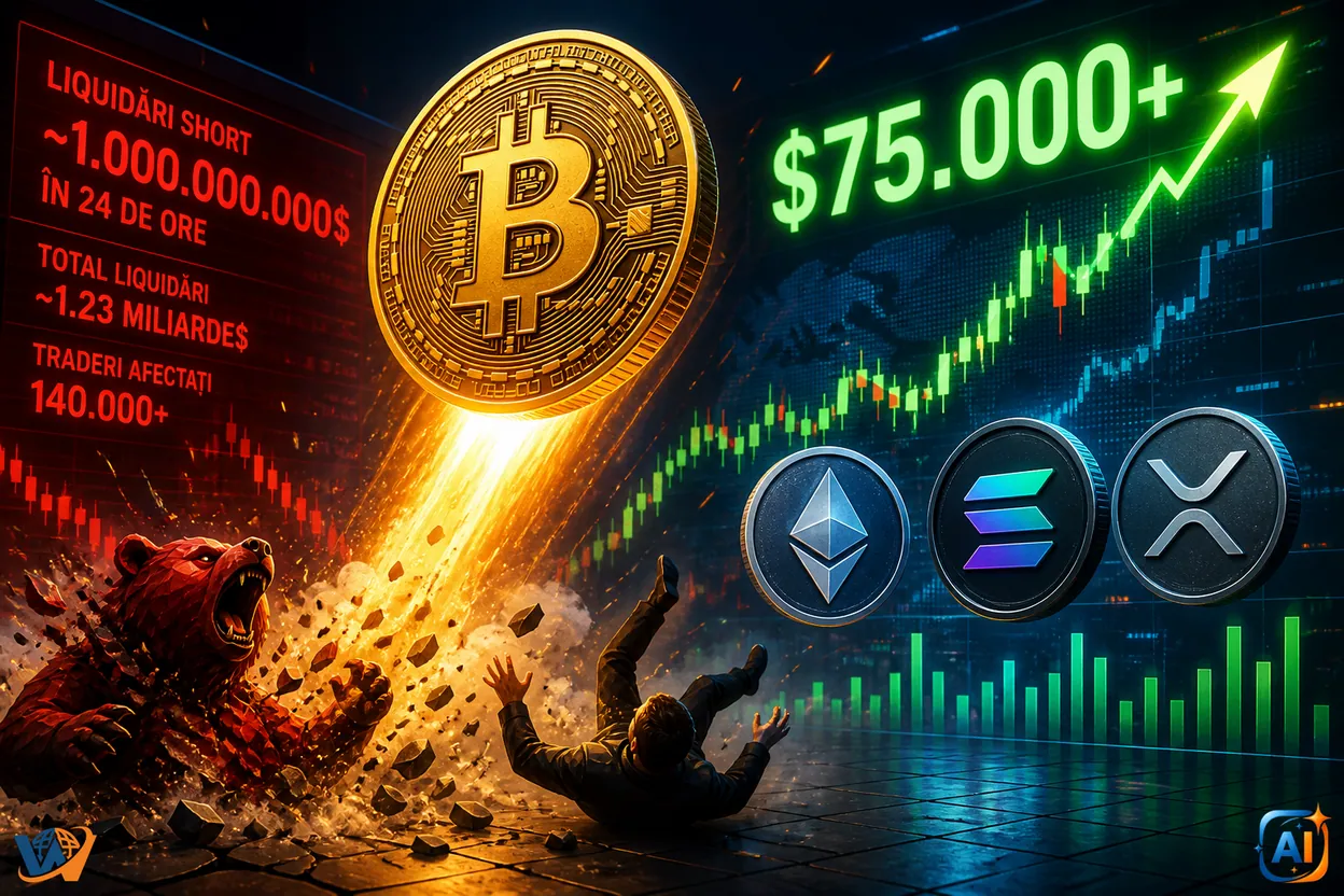 Bitcoin revine brutal: peste 1 miliard în short-uri, lichidate