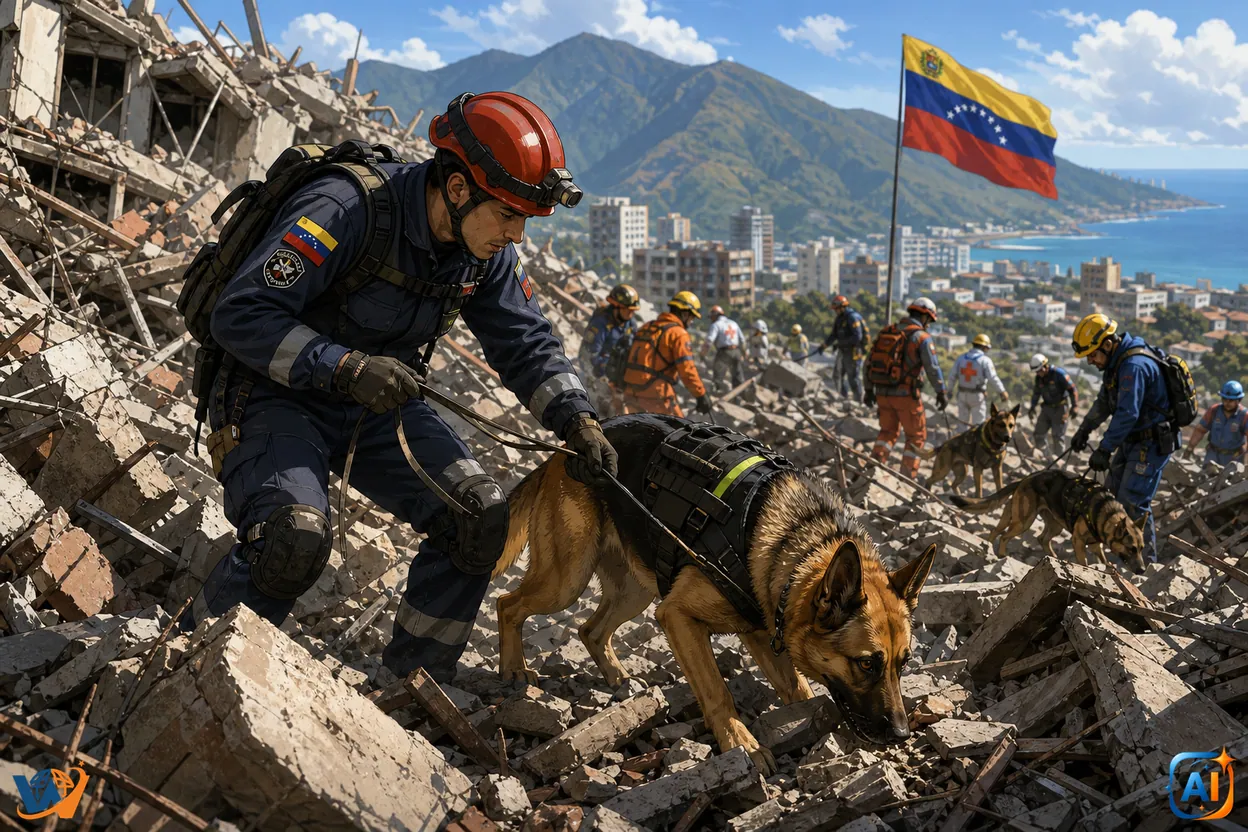 Câini salvatori caută supraviețuitori în Venezuela