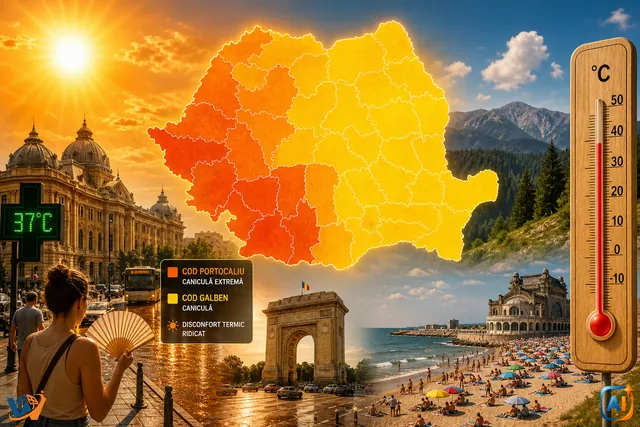 WoW Pulse Meteo: Caniculă puternică azi în România, văzută de AI