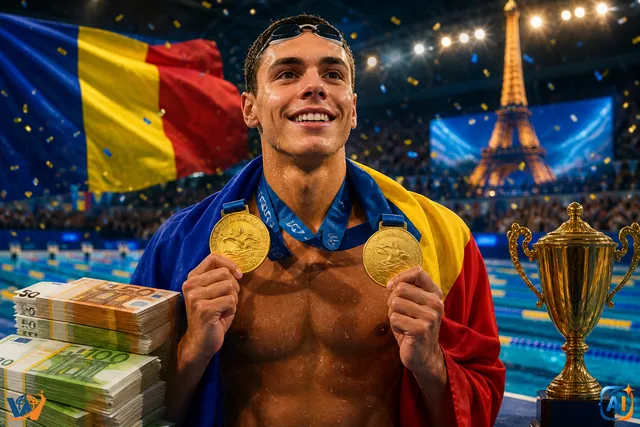 Câți bani poate primi David Popovici după dubla de aur de la Paris