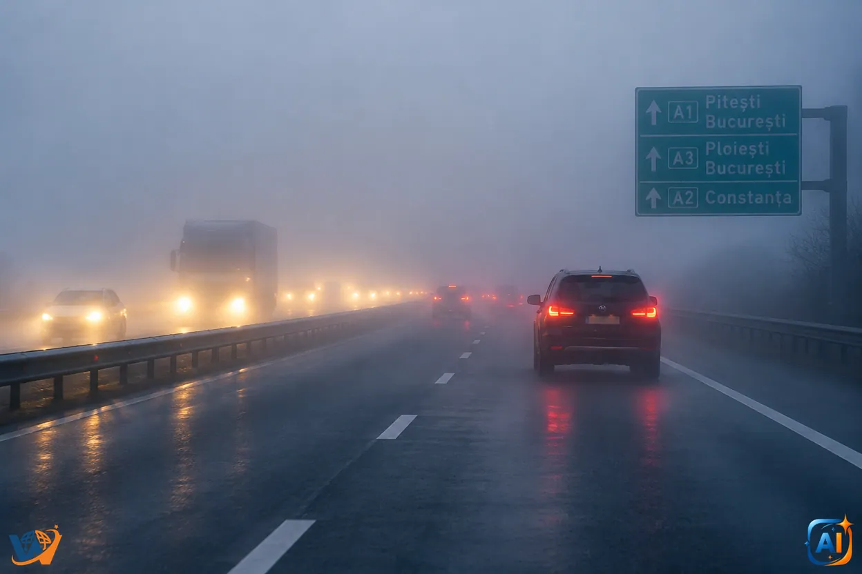 Ceață în 16 județe, inclusiv Cluj, și pe patru autostrăzi