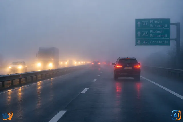 Ceață în 16 județe, inclusiv Cluj, și pe patru autostrăzi