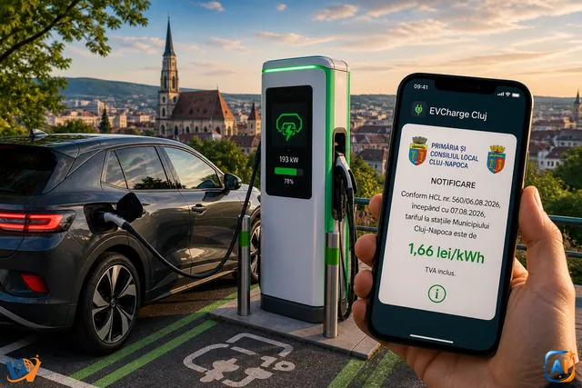 Cluj-Napoca scumpește încărcarea mașinilor electrice la 1,66 lei/kWh
