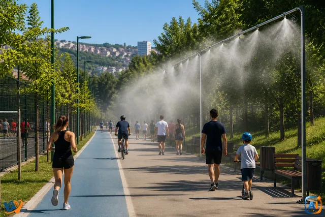 Cluj testează sisteme de răcorire cu ceață fină în spațiile publice