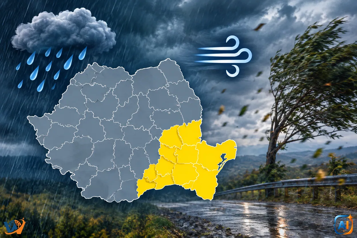WoW Pulse Meteo: Cod galben de ploi și vânt în șapte județe, pe 27–28 octombrie