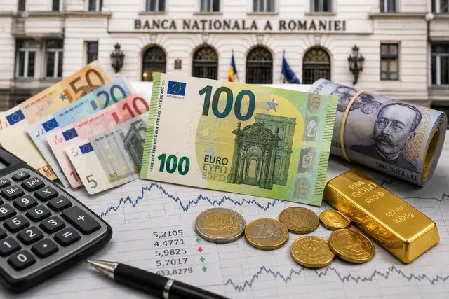 Curs valutar BNR azi: euro urcă la 5,2105 lei