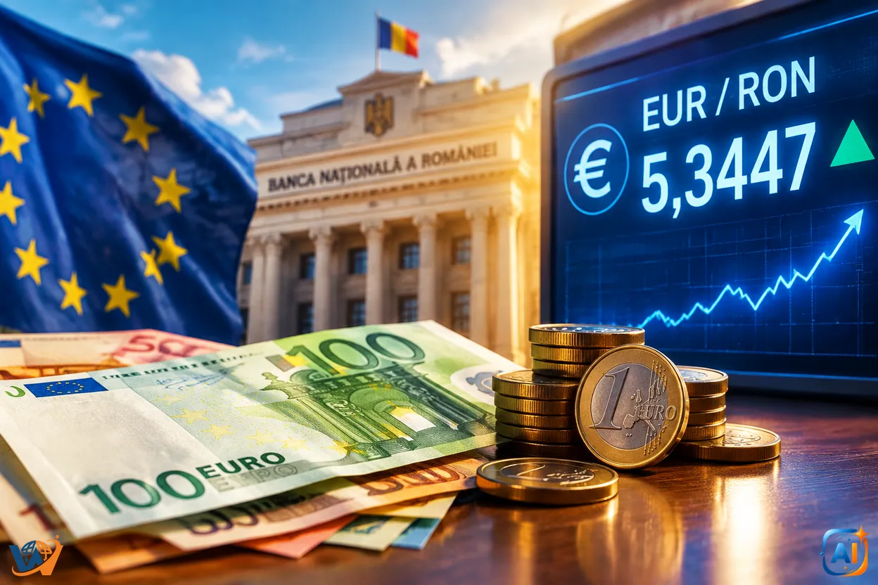 Curs euro BNR: maxim istoric de 5,3447 lei