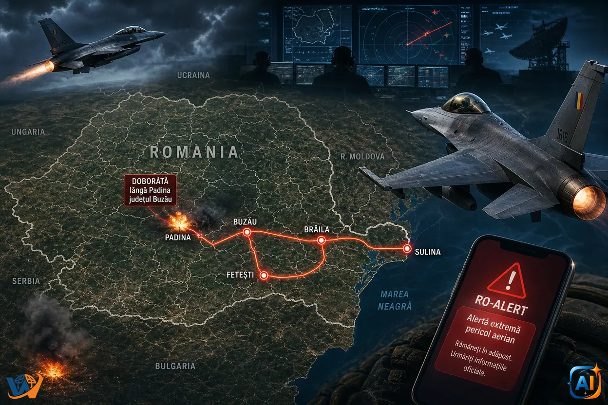 Drona care a traversat România, doborâtă de un F-16