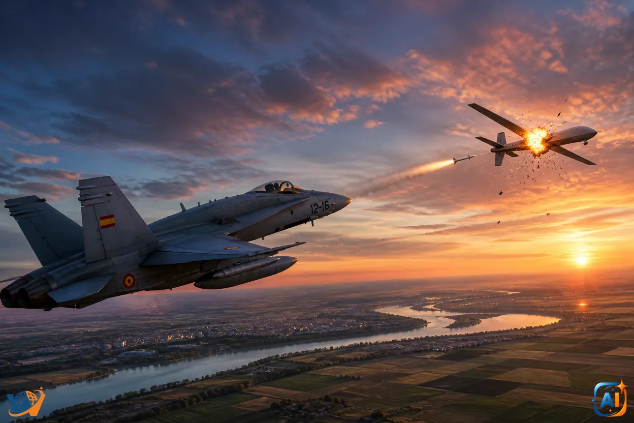 Dronă doborâtă lângă Galați de un F-18 spaniol