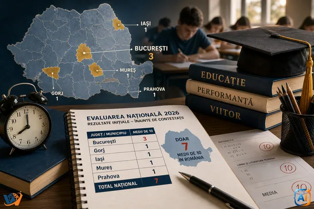 Evaluarea Națională 2026: doar 7 medii de 10