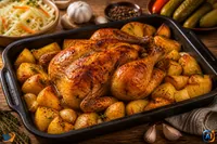 AI Pulse Gastro: Friptură de pui la cuptor cu cartofi și usturoi