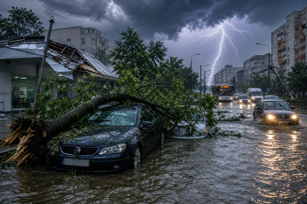 Furtunile din 27 mai au lovit România: inundații, copaci căzuți și trafic paralizat
