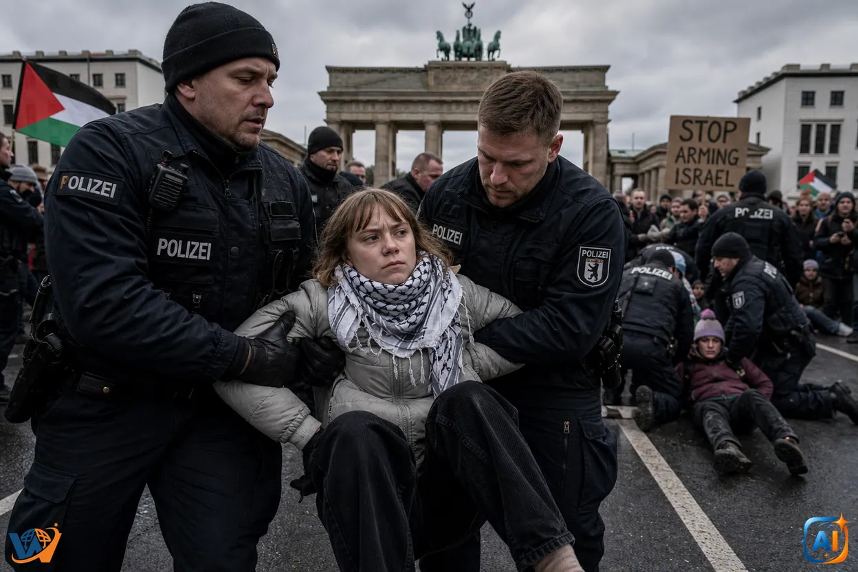 Greta Thunberg, reținută de poliție la un protest împotriva Rheinmetall în Berlin
