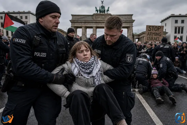 Greta Thunberg, reținută de poliție la un protest împotriva Rheinmetall în Berlin