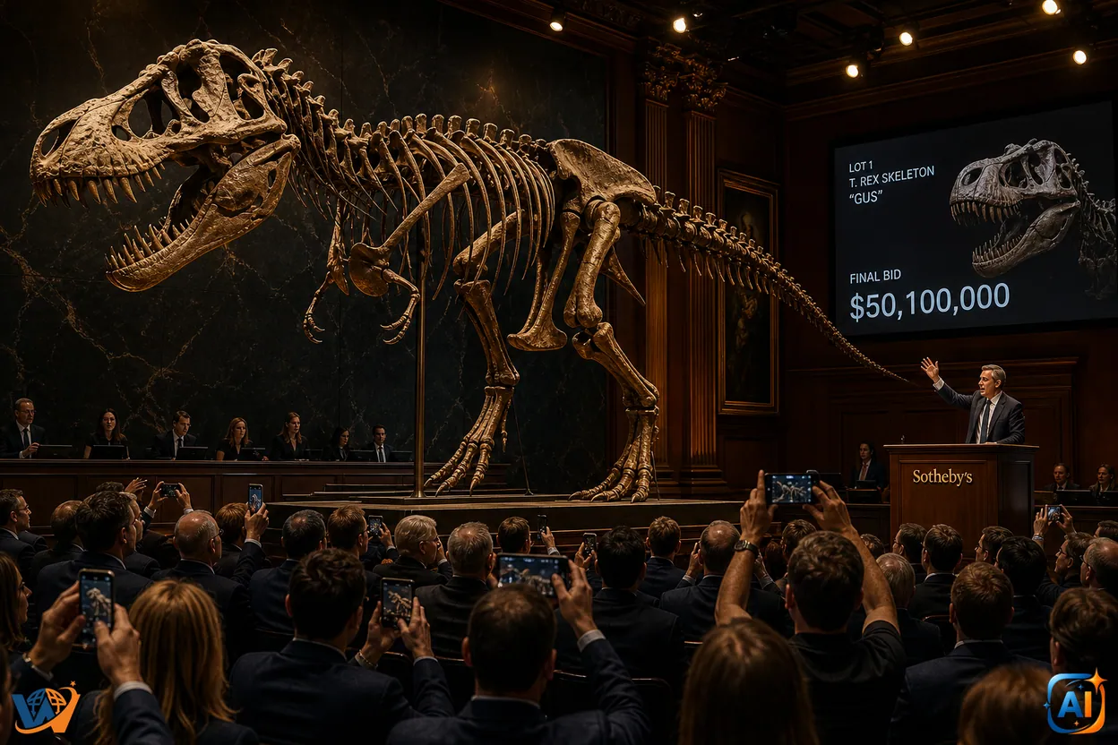 „Gus” a intrat în istorie! Scheletul unui T. rex s-a vândut cu peste 50 de milioane de dolari