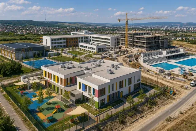 HUB-ul din Borhanci prinde contur: creșa e la 80%, liceul aproape gata