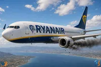 Groază într-un avion Ryanair: pasager tras prin geamul spart