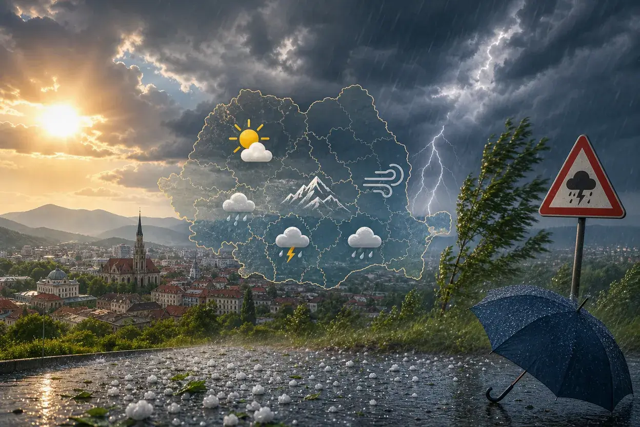 Pulse Meteo: Ploi, grindină și vânt pe 24 mai