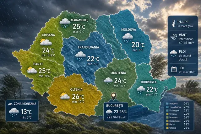 Pulse Meteo: Vremea pe 28 mai: răcire și vânt
