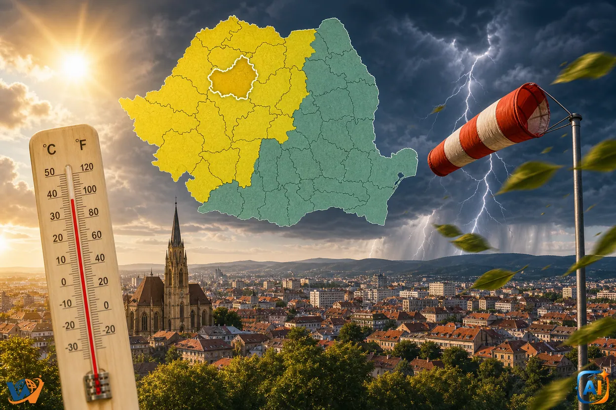 WoW Pulse Meteo: Cluj - până la 31°C și Cod galben de vânt de la prânz