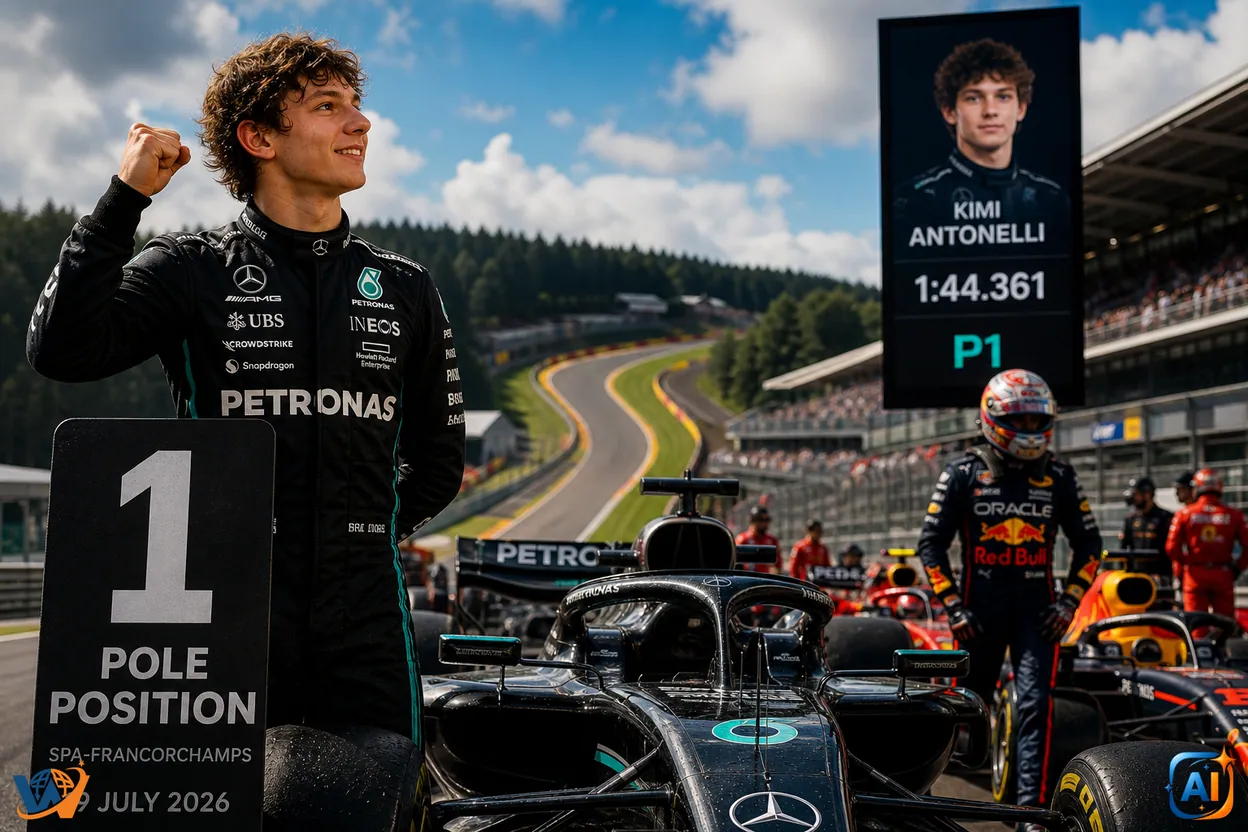 Kimi Antonelli, senzația sezonului în Formula 1. Italianul pleacă din pole position la Spa