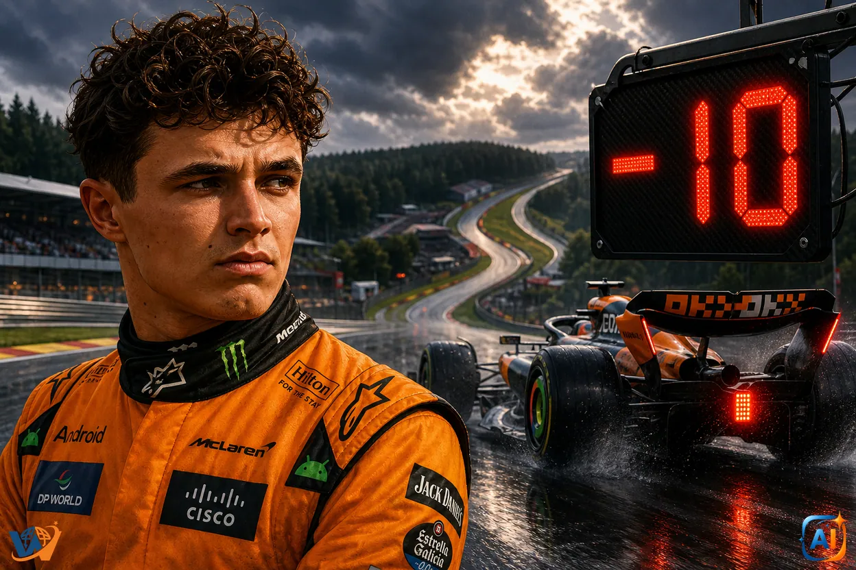 Lovitură pentru Lando Norris înainte de Marele Premiu al Belgiei. Campionul mondial pierde 10 locuri pe grila de start