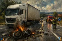 Motociclist mort la Vâlcele, după impactul cu un camion
