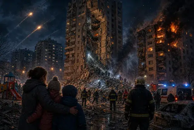 Noapte de teroare la Kiev: morți, răniți și blocuri distruse