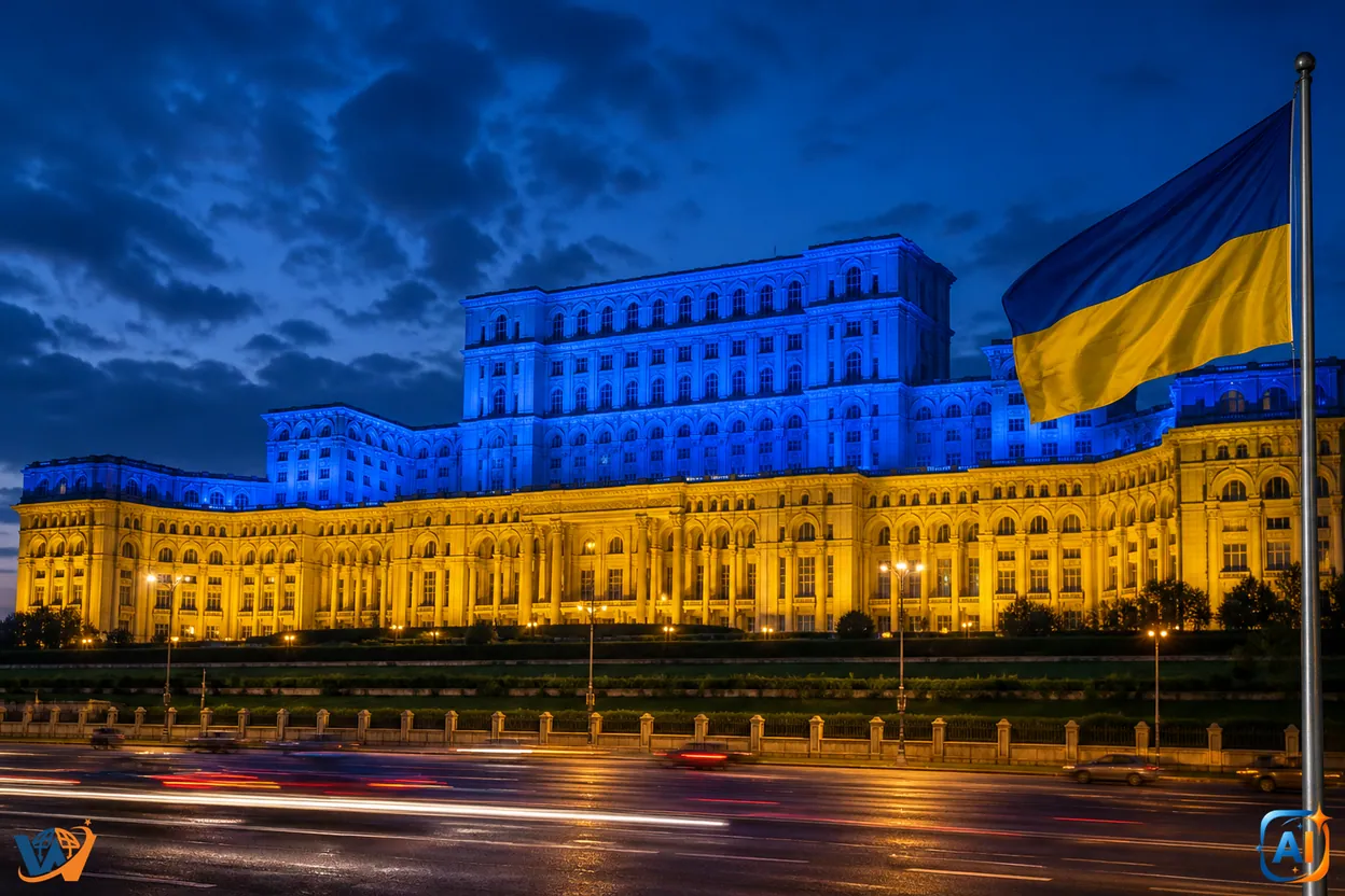 Palatul Parlamentului, iluminat pentru Ucraina chiar în orele de vârf