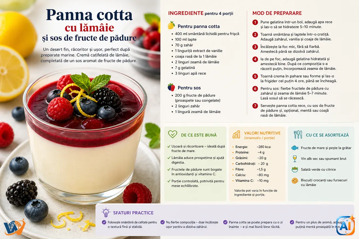 WoW Pulse Gastro: Panna cotta cu lămâie și sos de fructe de pădure