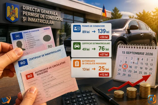 Permisul și talonul se scumpesc din 15 septembrie. Noile tarife DGPCI