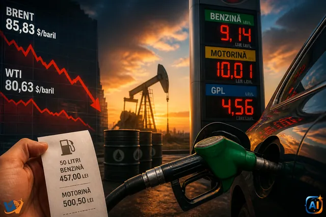 Petrolul scade puternic, carburanții rămân scumpi în România
