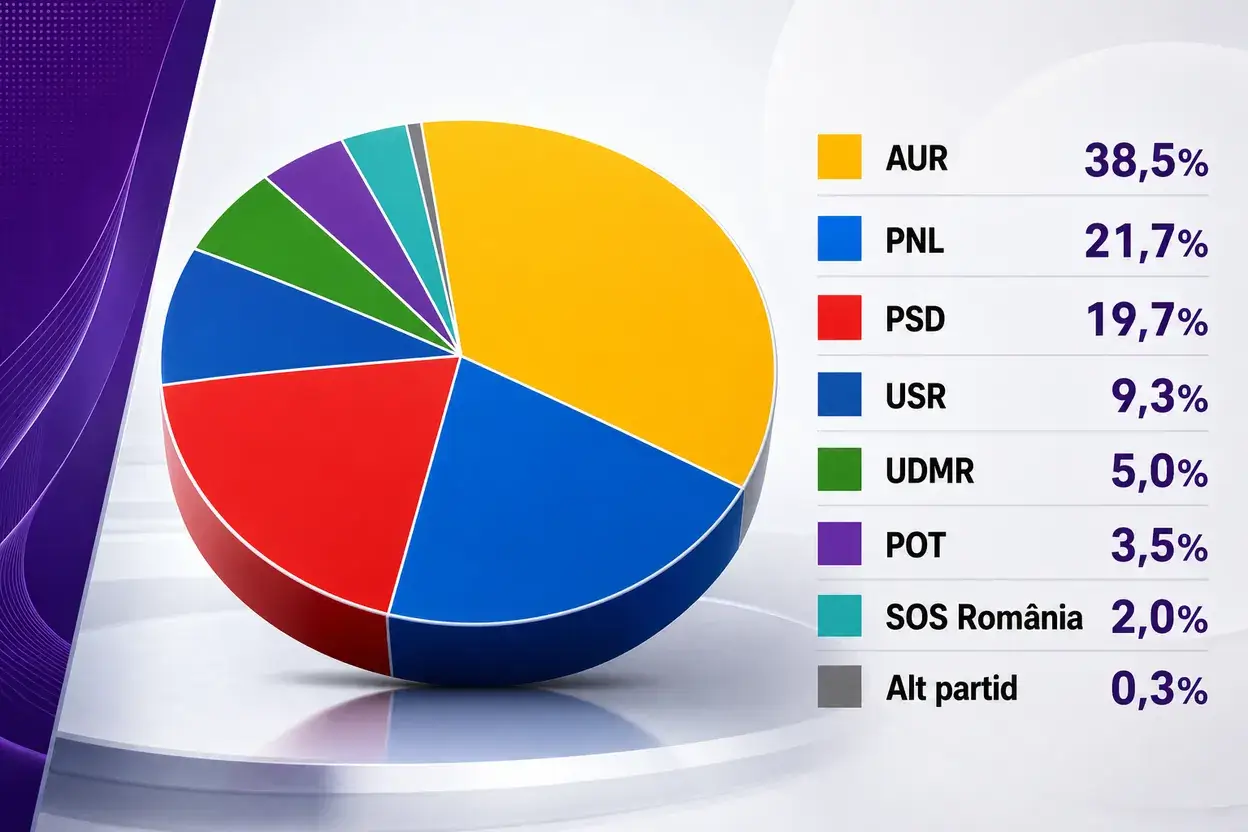 AUR rămâne pe primul loc, PNL trece peste PSD într-un nou sondaj INSCOP