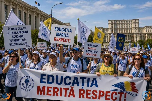 Profesorii protestează la București împotriva noii salarizări